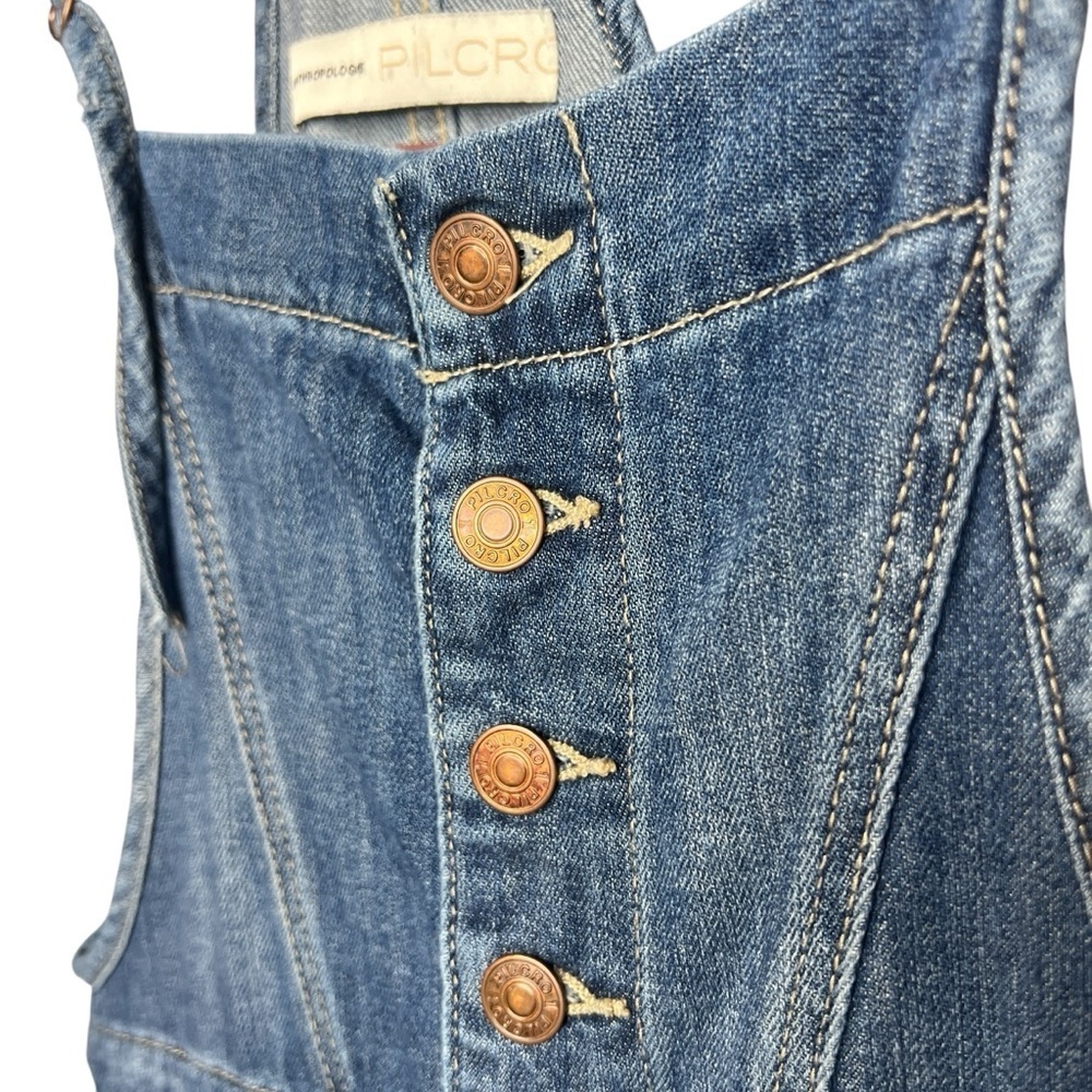 Anthropologie Pilcro Everyday Button Front Denim Short Overalls Womens Size 25 - Picture 4 of 7